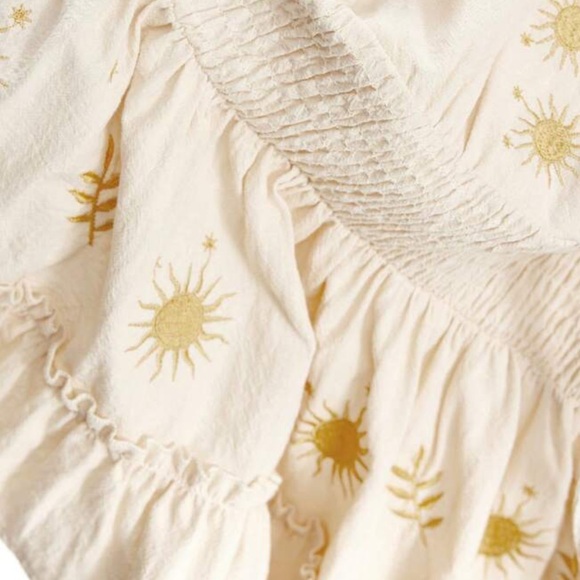 ROMWE Yellow Women’s Peplum Size Large Tie Front Tiered Camisole Star & Sun - Picture 6 of 10